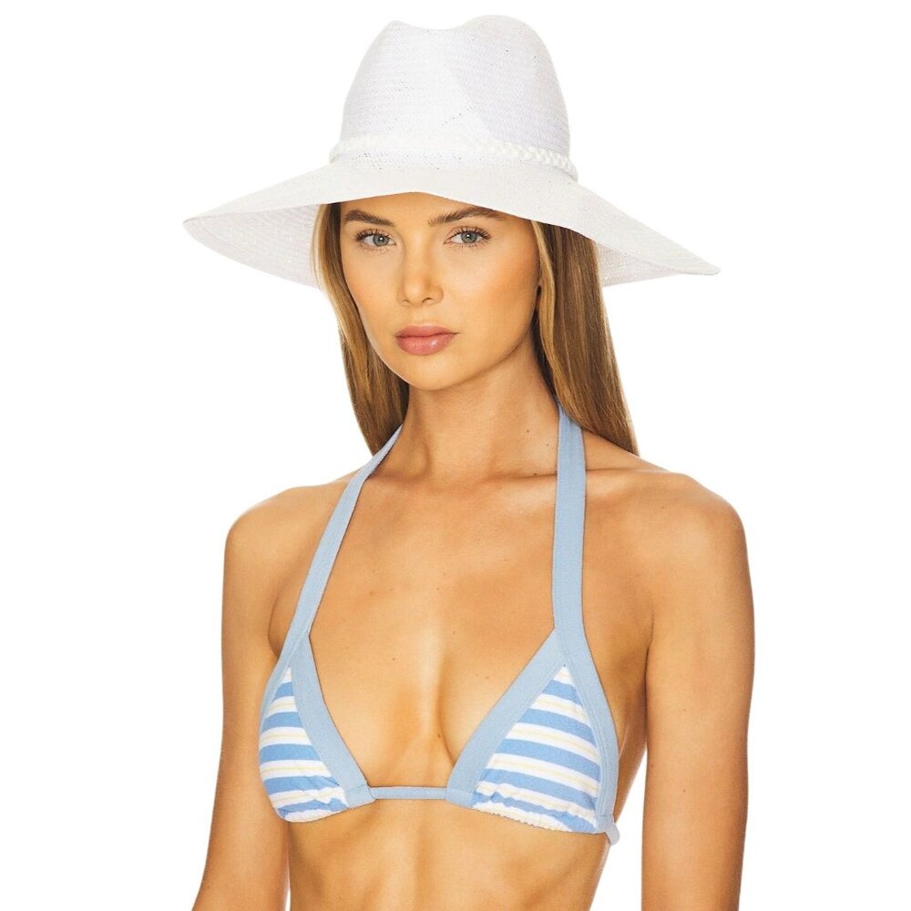 Nikki Beach Ashtin Fedora Hat in White One Size Womens Beach Garden Sun